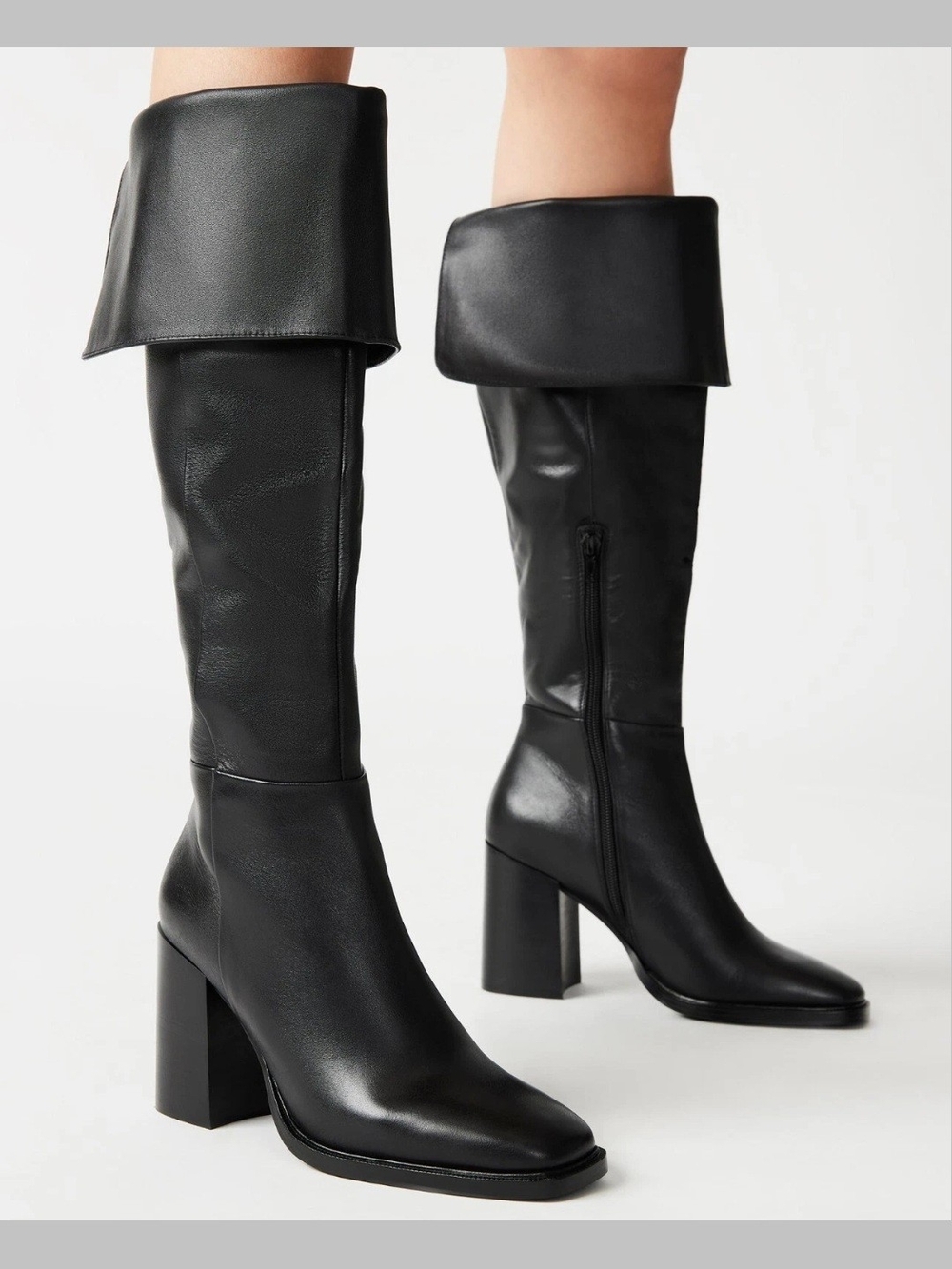 Steve Madden "Sierra" Black Leather Knee High Boots U.S. Size 8M